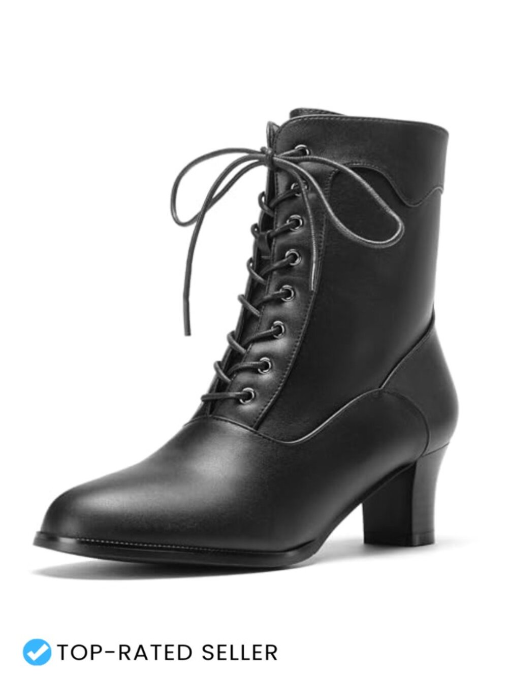 Victorian Lace Up Ankle Boots Side Zipper Witch Costume Booties